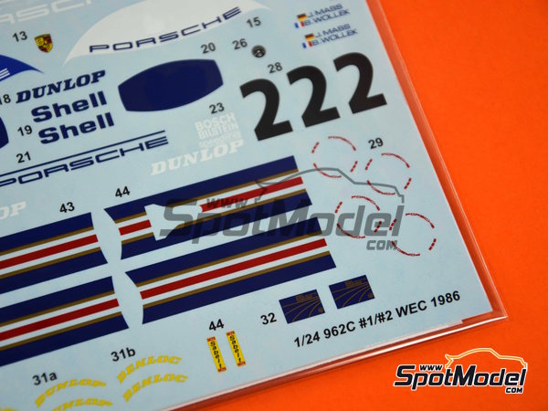 Image 5: Porsche 962C sponsored by Rothmans - Monza 1000 Kilometres, SPA Francorchamps 1000 Kms , 6 Hours Silverstone 1986 | Marking / livery in 1/24 scale manufactured by Studio27 (ref.&nbsp;ST27-DC1164, also 4545310013976 and DC1164)