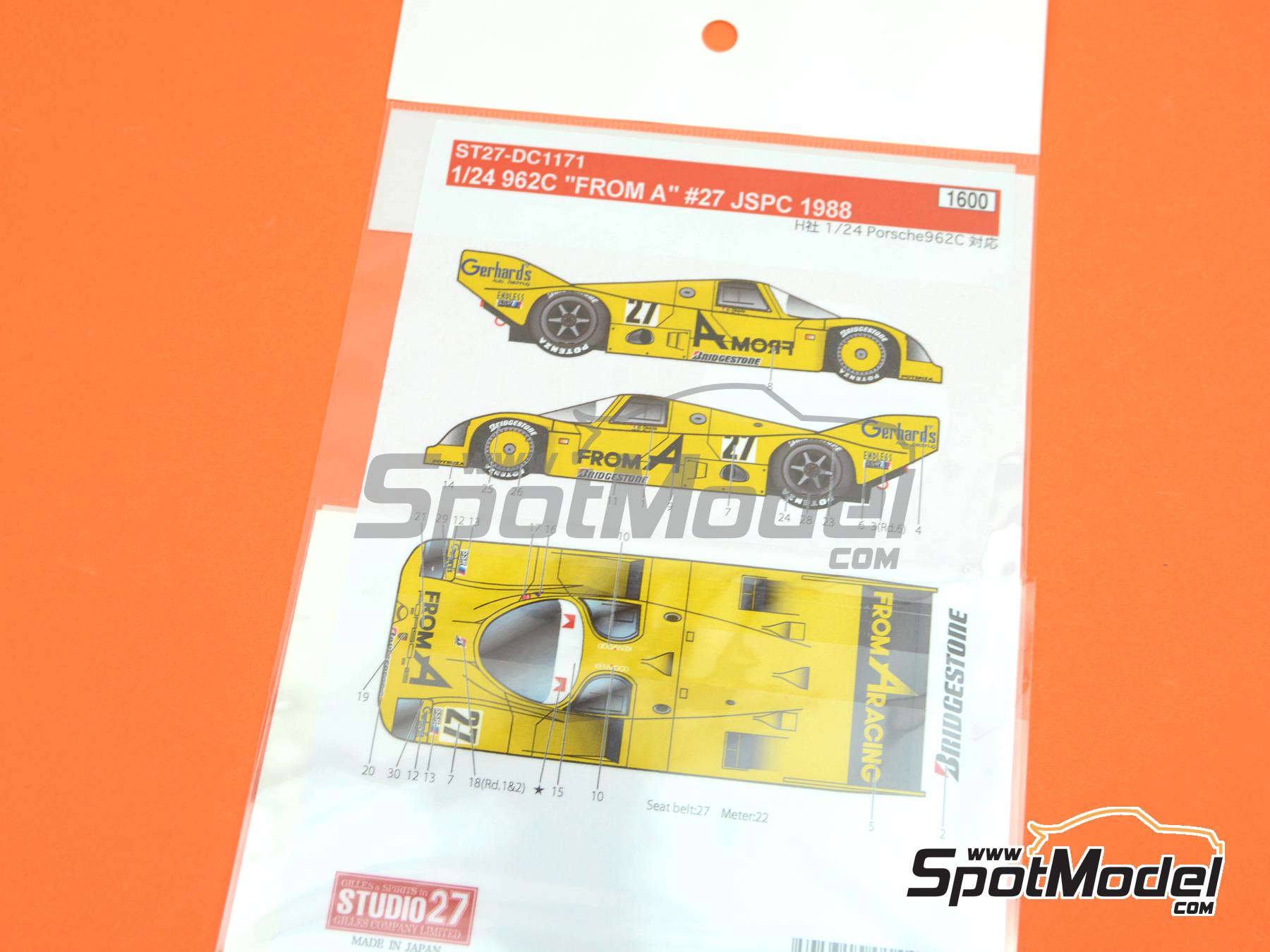 Studio27 DC1171: Marking / livery 1/24 scale - Porsche 962C sponsored ...