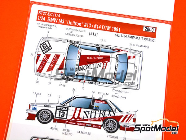 Image 2: BMW M3 E30 patrocinado por Unitron Computer - DTM - Deutsche Tourenwagen Masters 1991 | Decoración en escala 1/24 fabricado por Studio27 (ref. ST27-DC1174, tambien 4545310014706 y DC1174)