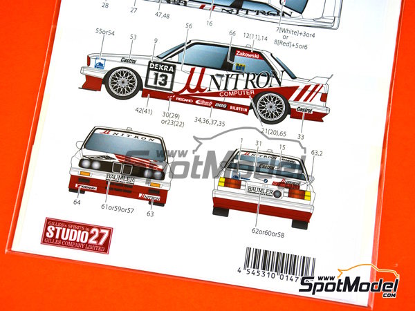 Image 3: BMW M3 E30 patrocinado por Unitron Computer - DTM - Deutsche Tourenwagen Masters 1991 | Decoración en escala 1/24 fabricado por Studio27 (ref. ST27-DC1174, tambien 4545310014706 y DC1174)
