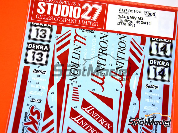 Image 4: BMW M3 E30 patrocinado por Unitron Computer - DTM - Deutsche Tourenwagen Masters 1991 | Decoración en escala 1/24 fabricado por Studio27 (ref. ST27-DC1174, tambien 4545310014706 y DC1174)