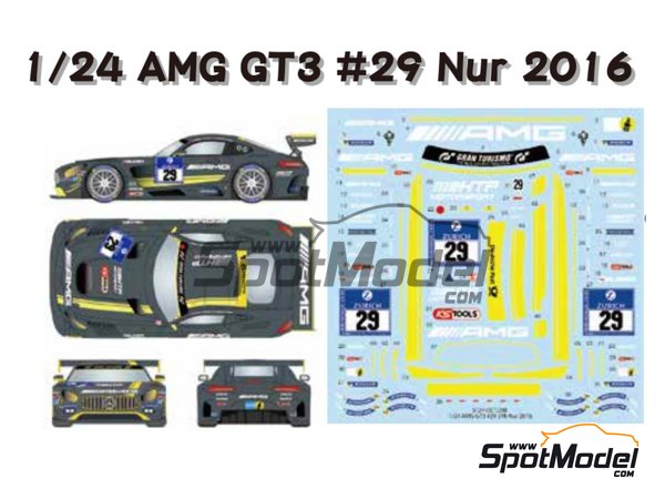Image 1: Mercedes AMG GT3 HTP Motorsport - 24 Hours N&uuml;rburgring 2016 | Marking / livery in 1/24 scale manufactured by Studio27 (ref.&nbsp;ST27-DC1209)