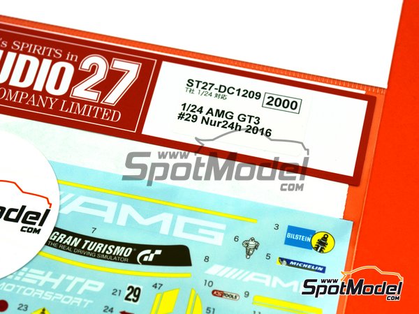 Image 4: Mercedes AMG GT3 HTP Motorsport - 24 Hours N&uuml;rburgring 2016 | Marking / livery in 1/24 scale manufactured by Studio27 (ref.&nbsp;ST27-DC1209)