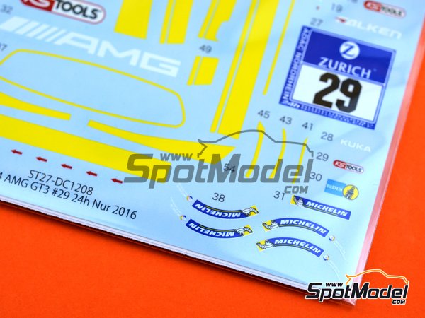 Image 7: Mercedes AMG GT3 HTP Motorsport - 24 Hours N&uuml;rburgring 2016 | Marking / livery in 1/24 scale manufactured by Studio27 (ref.&nbsp;ST27-DC1209)