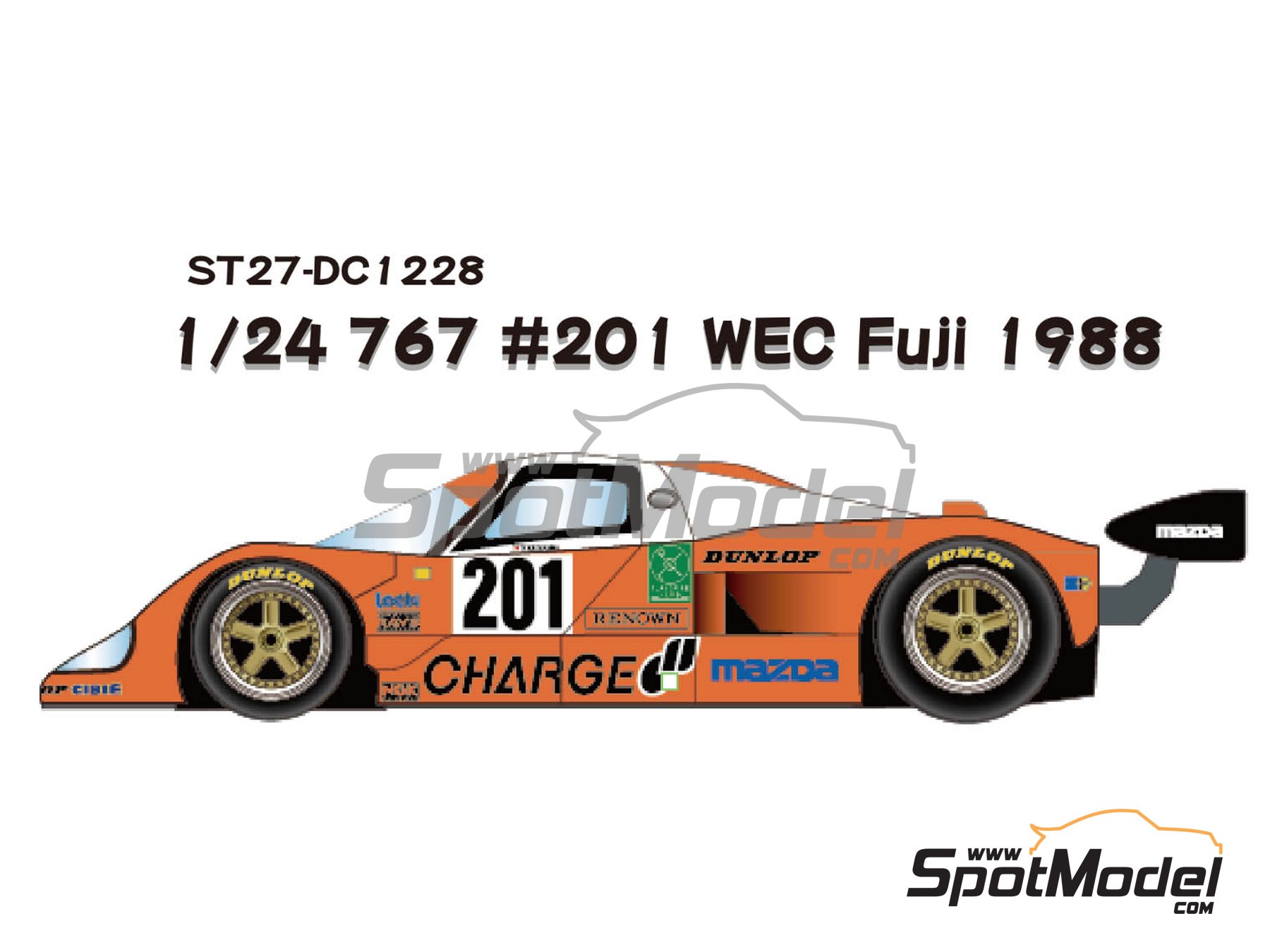 Autocollants Studio 27 1/24 Mazda 767 #201 WEC Fuji 1988 - Pour Maquette Hasegawa