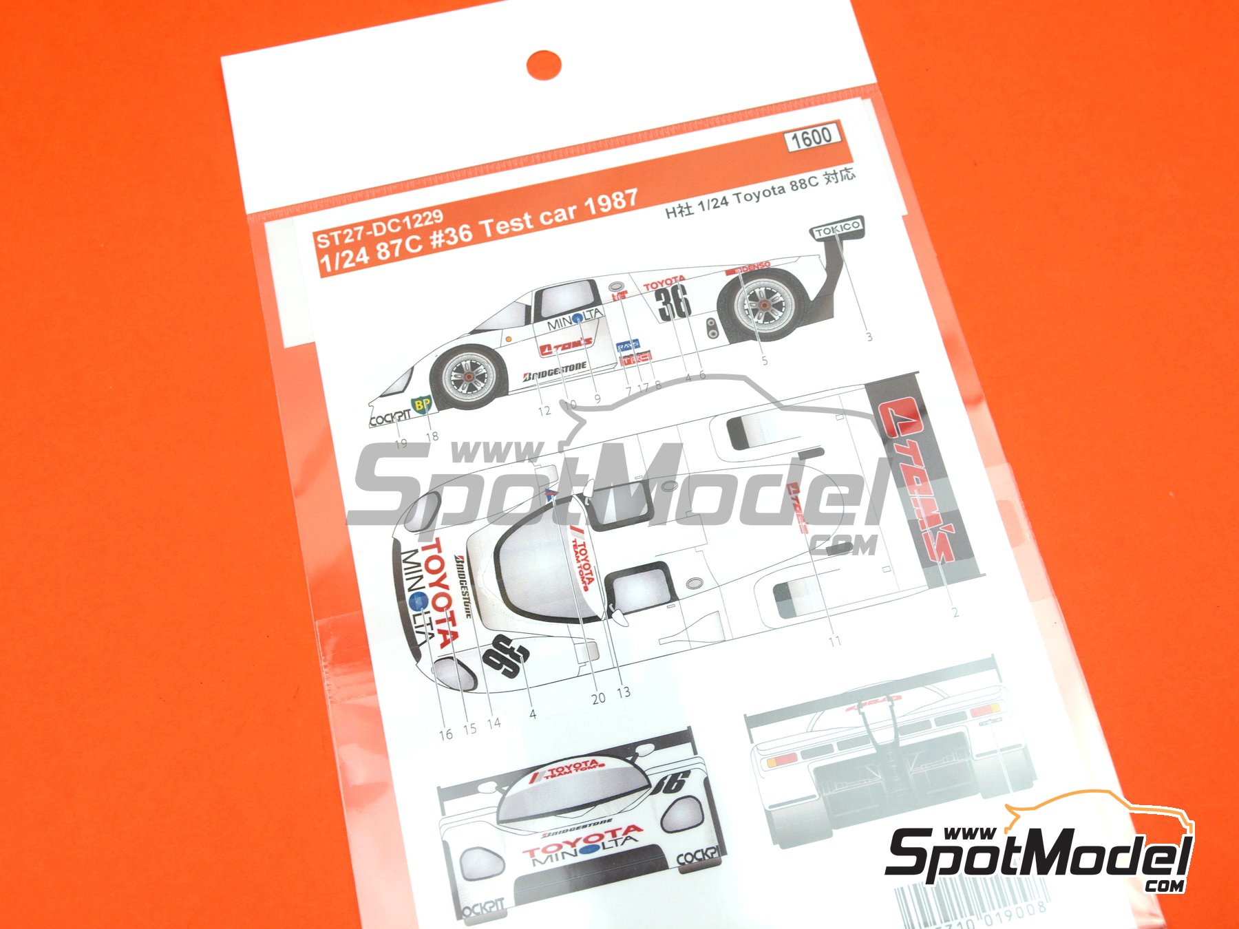 Image 5: Toyota 87C Grupo C patrocinado por Minolta - Version de test 1987 | Decoraci&oacute;n en escala&nbsp;1/24 fabricado por Studio27 (ref.&nbsp;ST27-DC1229, tambien 4545310019008 y DC1229)