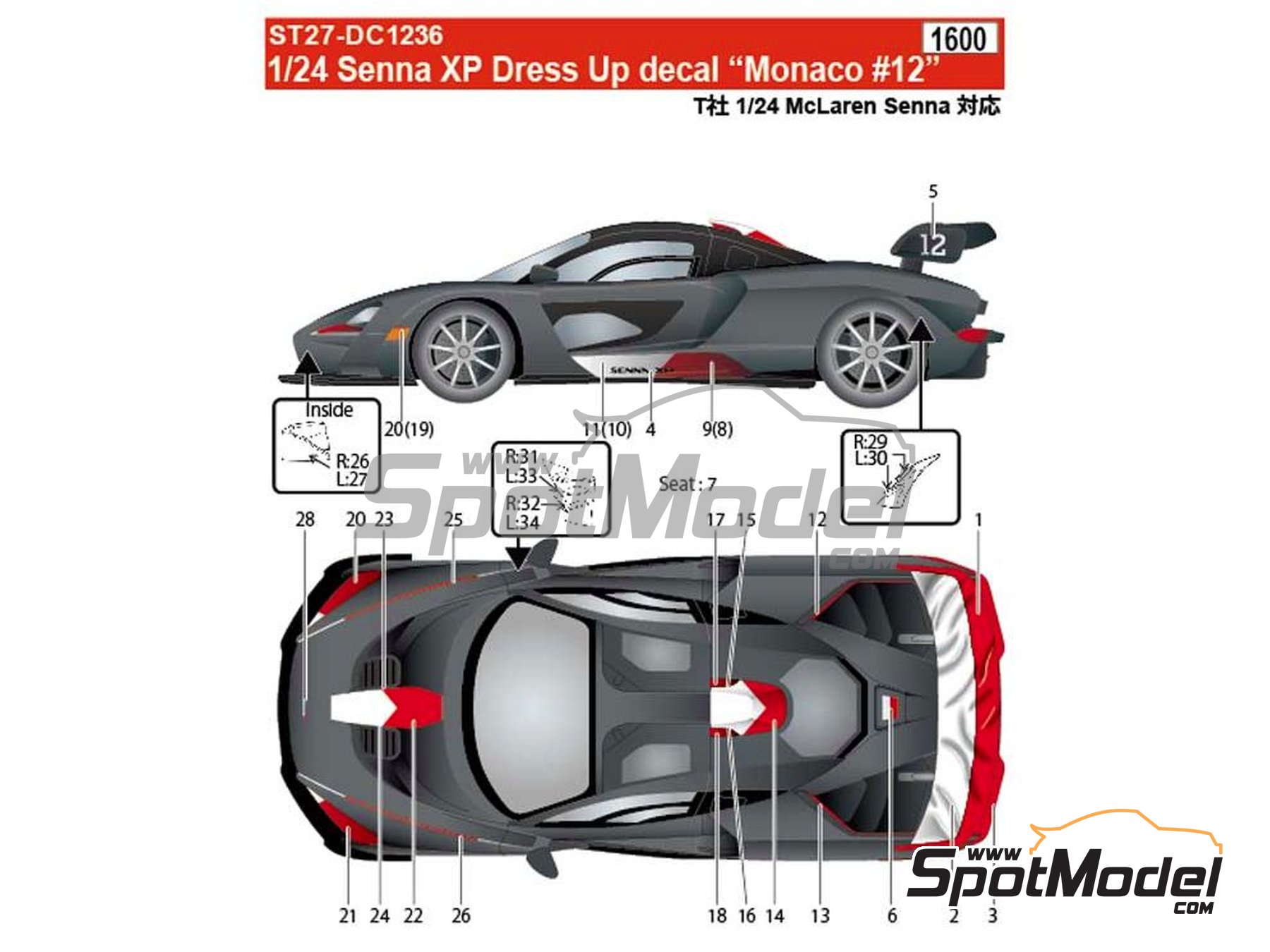 Image 2: McLaren Senna XP Master of Mónaco | Marking / livery in 1/24 scale manufactured by Studio27 (ref. ST27-DC1236, also 4545310019411 and DC1236)