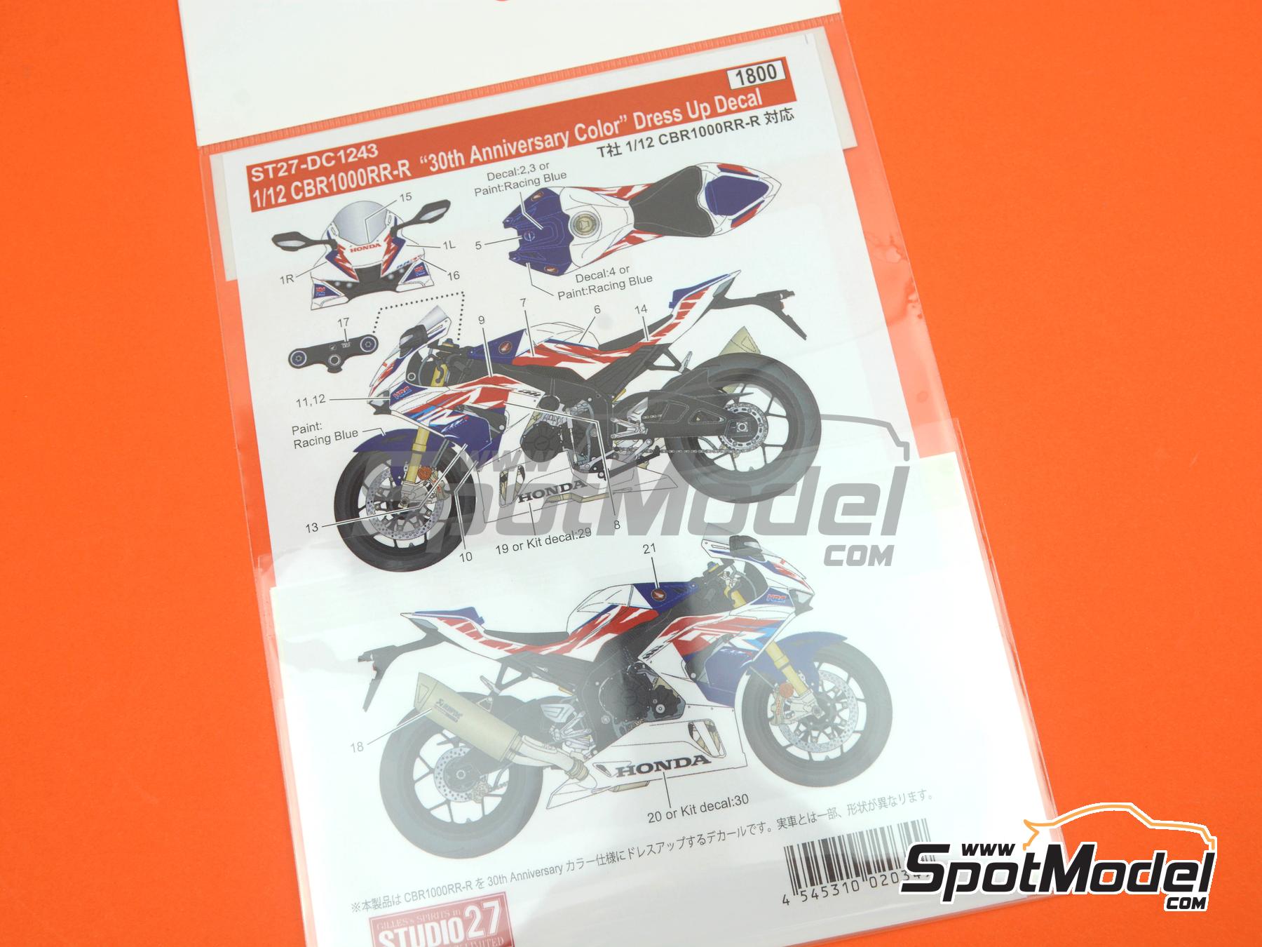 Image 5: Honda CBR1000RR-R Fireblade SP - 30th Anniversary | Marking / livery in 1/12 scale manufactured by Studio27 (ref.&nbsp;ST27-DC1243, also 4545310020349 and DC1243)