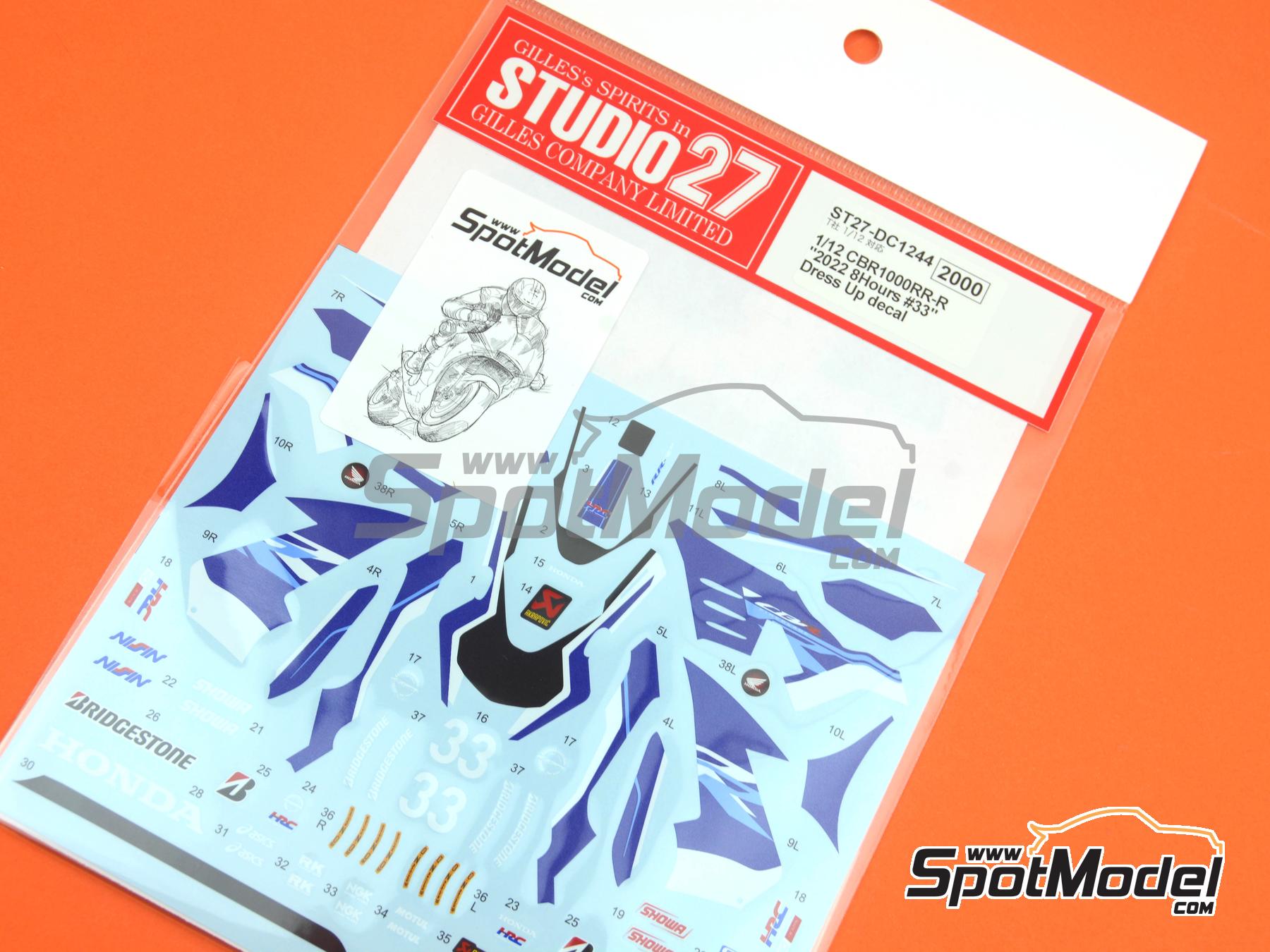 Image 5: Honda CBR1000RR-R Fireblade SP HRC Team - 8 Hours Suzuka Endurance Race 2022 | Marking / livery in 1/12 scale manufactured by Studio27 (ref.&nbsp;ST27-DC1244, also 4545310020356 and DC1244)