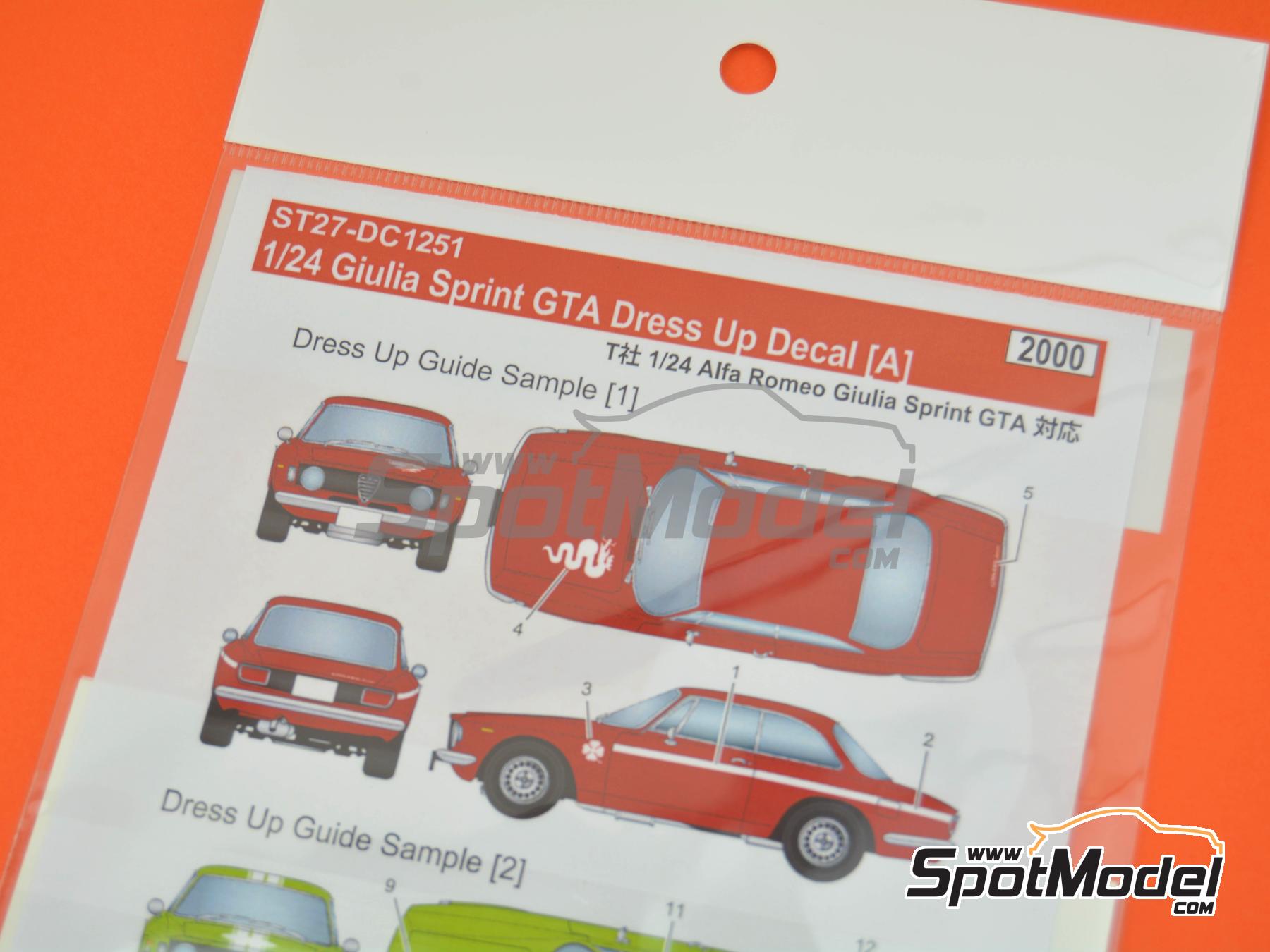 Image 4: Alfa Romeo Giulia Sprint GTA | Marking / livery in 1/24 scale manufactured by Studio27 (ref. ST27-DC1251, also 4545310021346 and DC1251)