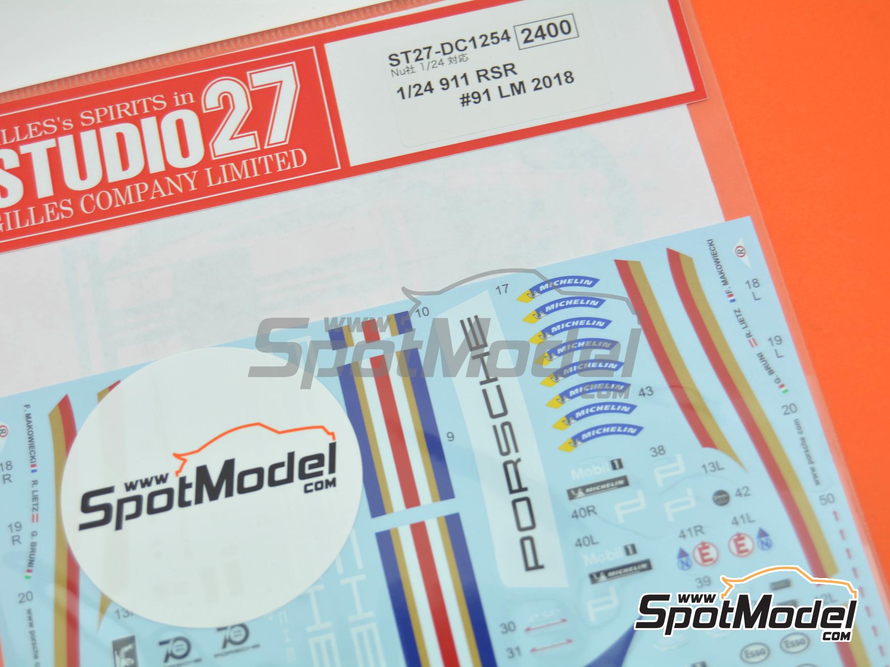 Image 6: Porsche 911 RSR Porsche GT Team - 24 Hours Le Mans 2018 | Marking / livery in 1/24 scale manufactured by Studio27 (ref.&nbsp;ST27-DC1254, also 4545310021568 and DC1254)