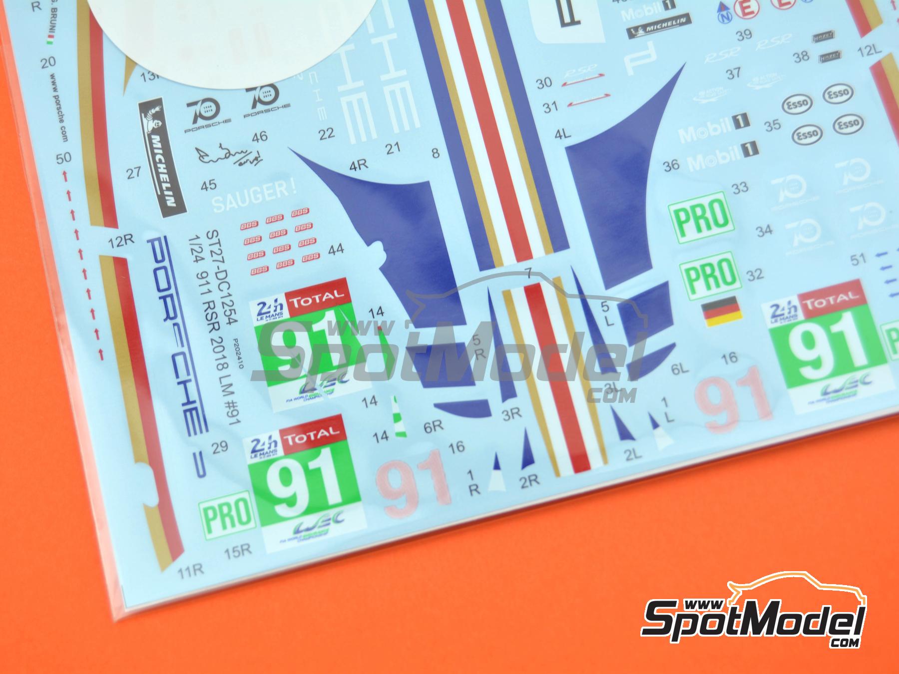 Image 7: Porsche 911 RSR Porsche GT Team - 24 Hours Le Mans 2018 | Marking / livery in 1/24 scale manufactured by Studio27 (ref.&nbsp;ST27-DC1254, also 4545310021568 and DC1254)