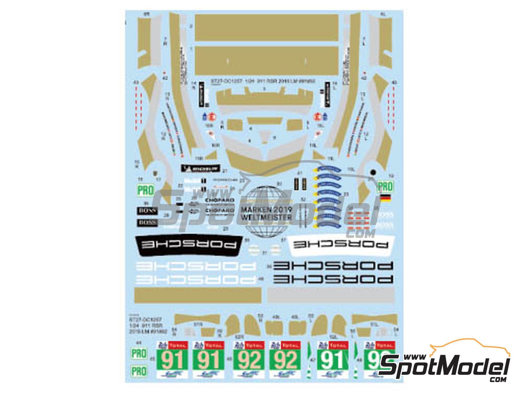 Image 1: Porsche 911 RSR Equipo Porsche GT - 24 Horas de Le Mans 2019 | Decoraci&oacute;n en escala&nbsp;1/24 fabricado por Studio27 (ref.&nbsp;ST27-DC1257, tambien 4545310021711 y DC1257)