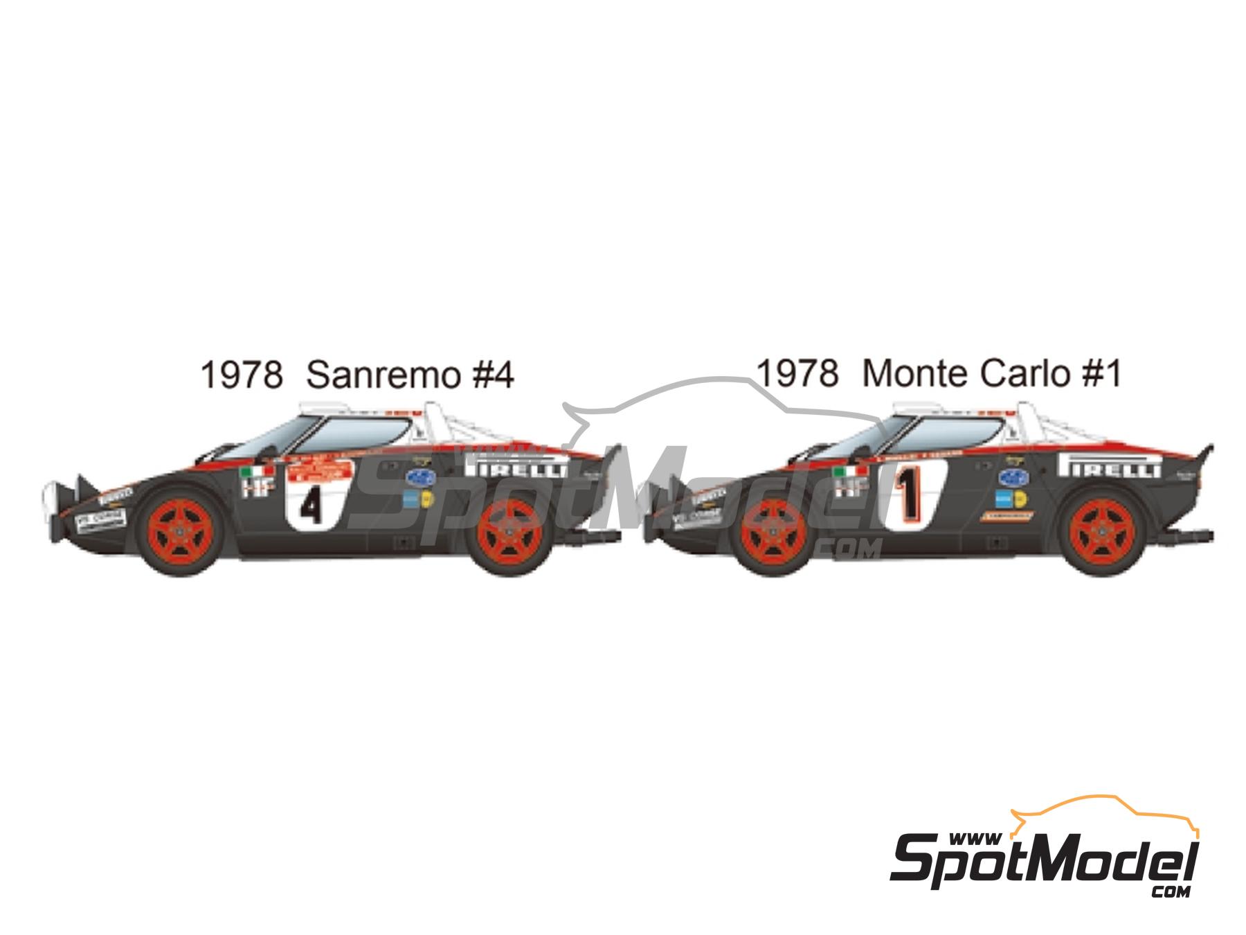 Image 3: Lancia Stratos HF Grupo 4 patrocinado por Pirelli - Rally de Monte Carlo - Rallye Automobile de Monte-Carlo, Rally de San Remo 1978 | Decoraci&oacute;n en escala&nbsp;1/12 fabricado por Studio27 (ref.&nbsp;ST27-DC1260, tambien 4545310021957 y DC1260)