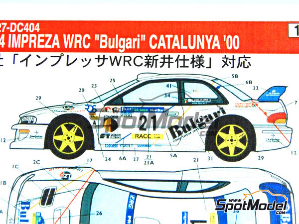Image 11: Subaru Impreza WRC Procar Rally Team sponsored by Bulgari - Catalunya Costa Brava Rally - Rally of Spain 2000 | Marking / livery in 1/24 scale manufactured by Studio27 (ref.&nbsp;ST27-DC404, also DC404)