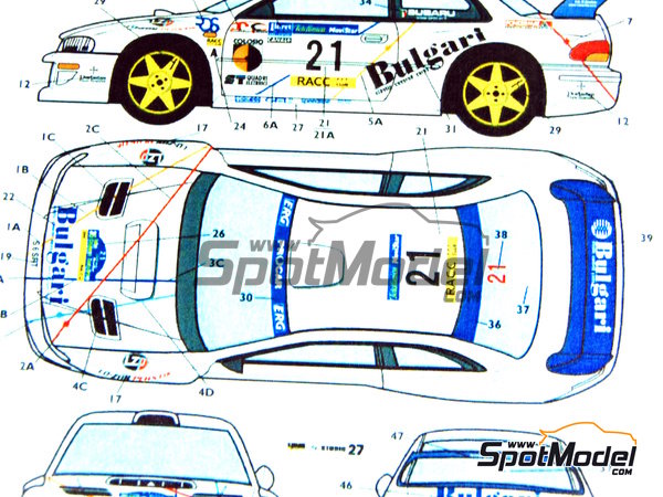 Image 12: Subaru Impreza WRC Procar Rally Team sponsored by Bulgari - Catalunya Costa Brava Rally - Rally of Spain 2000 | Marking / livery in 1/24 scale manufactured by Studio27 (ref.&nbsp;ST27-DC404, also DC404)