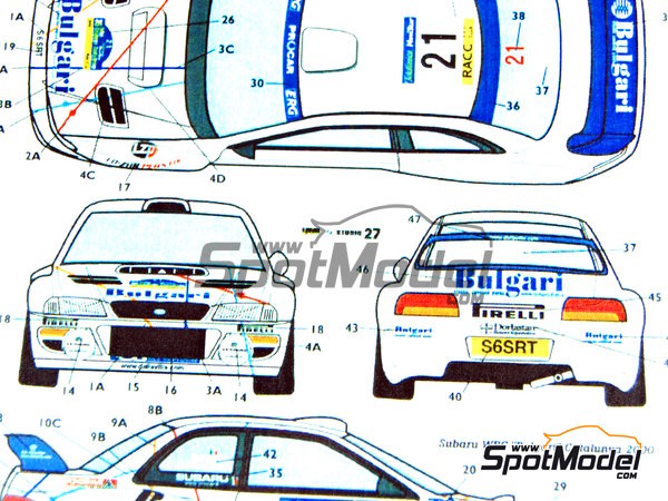 Image 13: Subaru Impreza WRC Procar Rally Team sponsored by Bulgari - Catalunya Costa Brava Rally - Rally of Spain 2000 | Marking / livery in 1/24 scale manufactured by Studio27 (ref.&nbsp;ST27-DC404, also DC404)