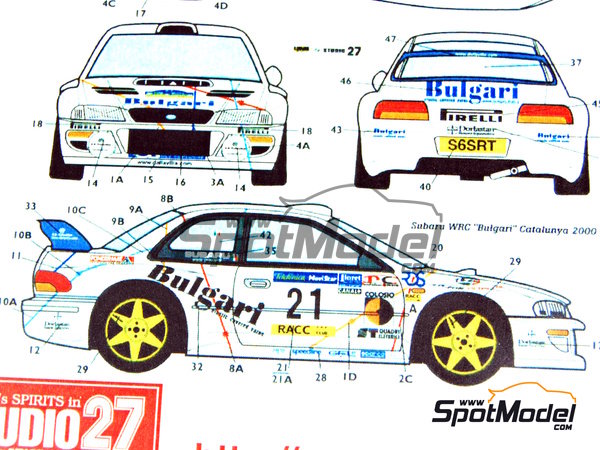 Image 14: Subaru Impreza WRC Procar Rally Team sponsored by Bulgari - Catalunya Costa Brava Rally - Rally of Spain 2000 | Marking / livery in 1/24 scale manufactured by Studio27 (ref.&nbsp;ST27-DC404, also DC404)