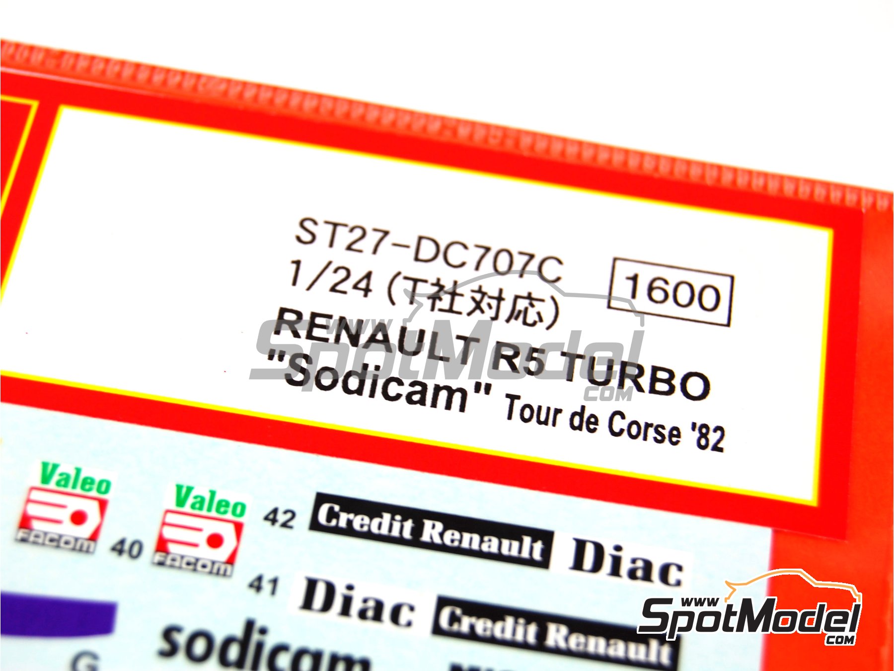 Studio27: Marking / livery 1/24 scale - Renault 5 Turbo sponsored by Sodicam  #3, 14 - Jean-Luc Thérier (FR) + Michel Vial (FR) - Tour de Corse 1982  (ref. ST27-DC707C) | SpotModel