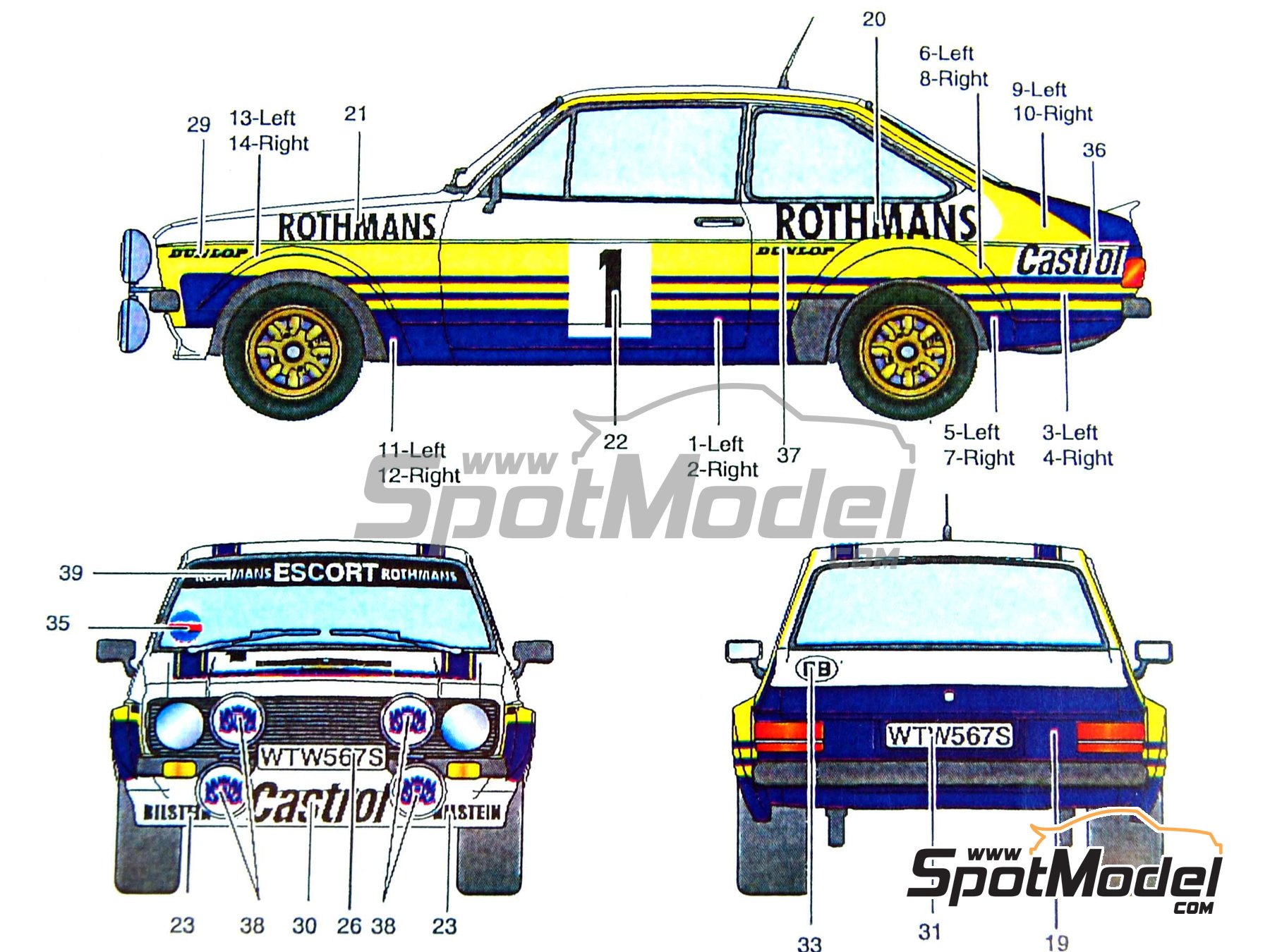 Image 2: Ford Escort MK. II RS1800 sponsored by Rothmans - Acropolis Rally 1979 | Marking / livery in 1/24 scale manufactured by Studio27 (ref.&nbsp;ST27-DC722C, also 4545310007227 and DC722C)
