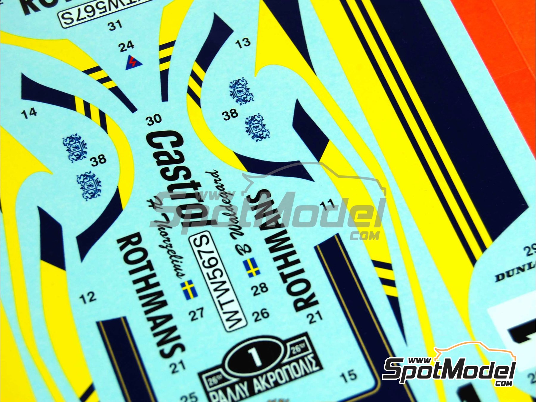 Image 5: Ford Escort MK. II RS1800 sponsored by Rothmans - Acropolis Rally 1979 | Marking / livery in 1/24 scale manufactured by Studio27 (ref.&nbsp;ST27-DC722C, also 4545310007227 and DC722C)