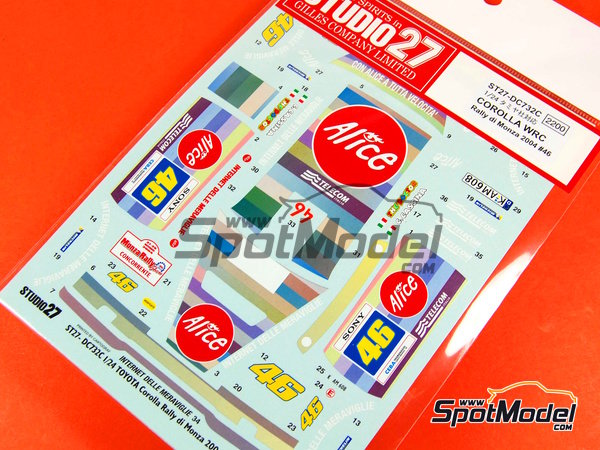 Image 4: Toyota Corolla WRC patrocinado por Alice - Rally de Monza 2004 | Decoraci&oacute;n en escala&nbsp;1/24 fabricado por Studio27 (ref.&nbsp;ST27-DC732C, tambien 4545310407324 y DC732C)