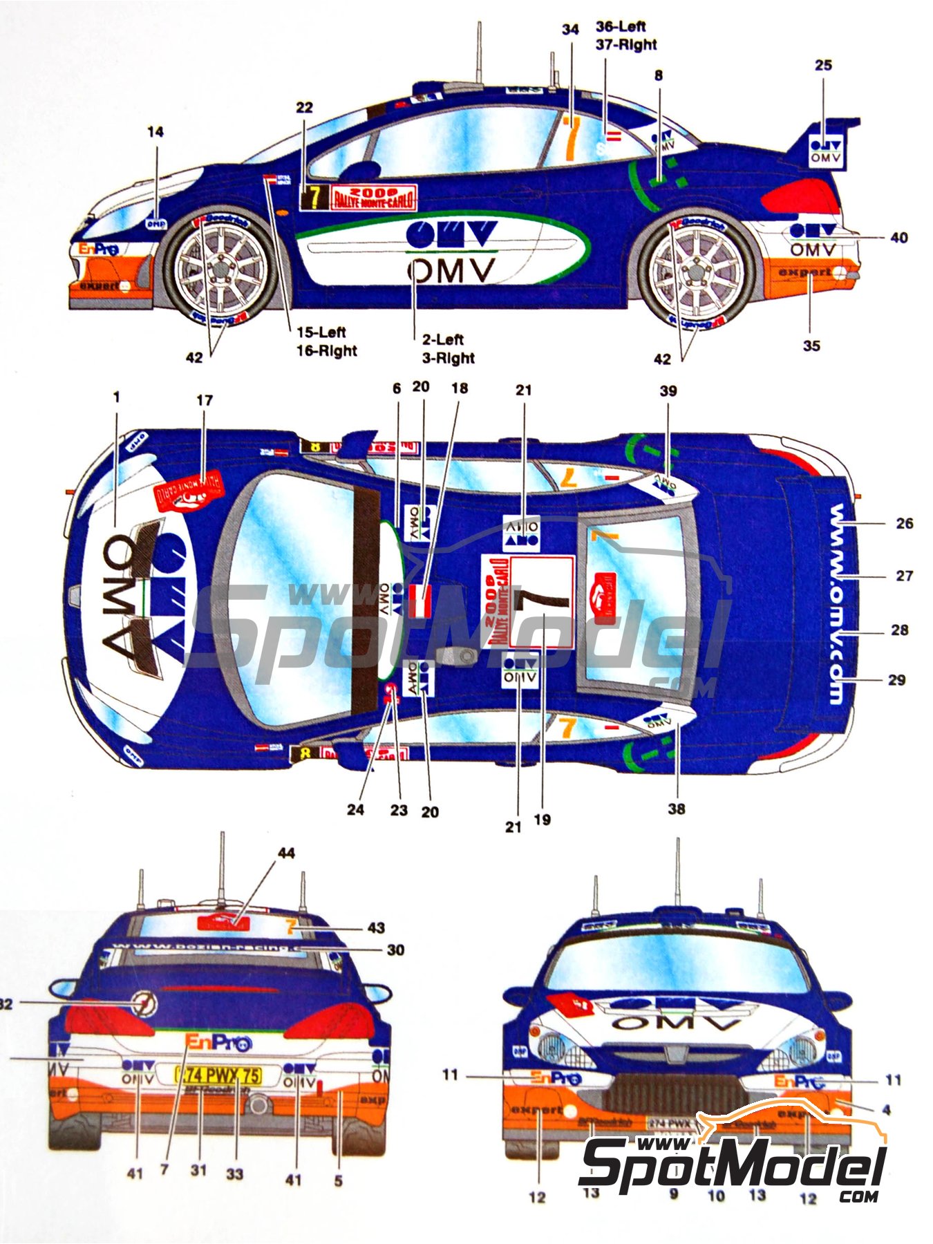 Décalques 1/43 Peugeot 307 Stohl Rallye Monte-Carlo 2006 - Planche De Décoration WRC