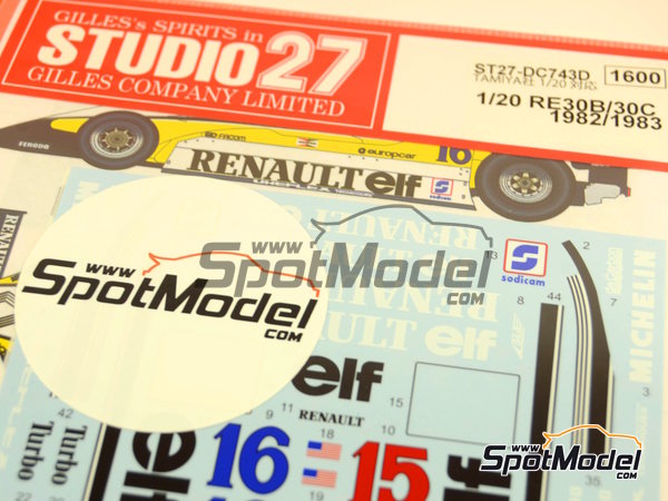 Image 1: Renault RE30B/30C Equipe Renault Team sponsored by Elf - FIA Formula 1 World Championship 1982 and 1983 | Marking / livery in 1/20 scale manufactured by Studio27 (ref.&nbsp;ST27-DC743D, also 4545310010227 and DC743D)