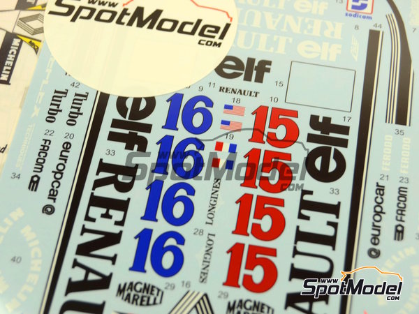 Image 2: Renault RE30B/30C Equipe Renault Team sponsored by Elf - FIA Formula 1 World Championship 1982 and 1983 | Marking / livery in 1/20 scale manufactured by Studio27 (ref.&nbsp;ST27-DC743D, also 4545310010227 and DC743D)