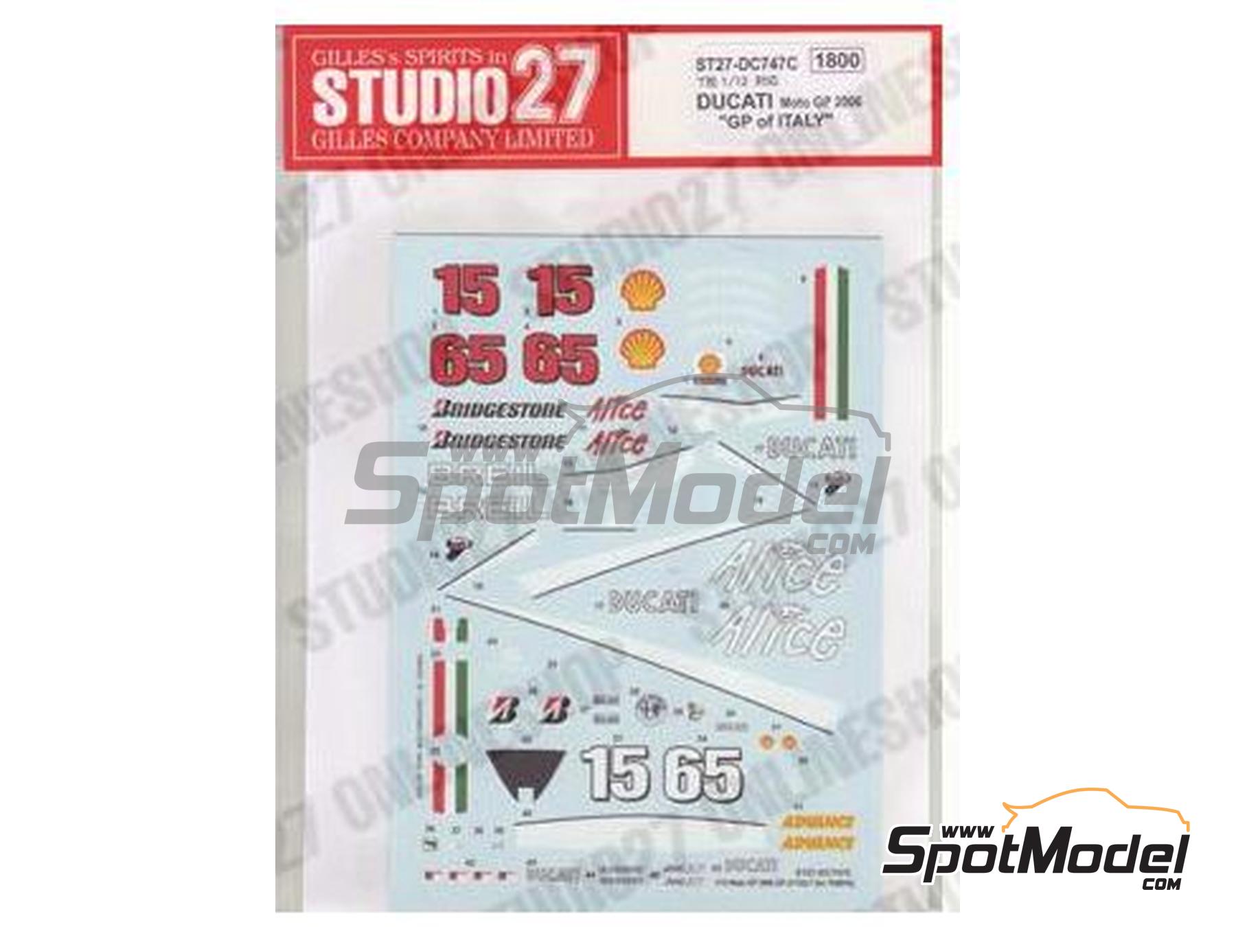 Image 1: Ducati Desmosedici GP6 Equipo Ducati Marlboro patrocinado por Alice Breil - Gran Premio de Italia de Moto GP 2006 | Decoraci&oacute;n en escala&nbsp;1/12 fabricado por Studio27 (ref.&nbsp;ST27-DC747C, tambien 4545310407478 y DC747C)