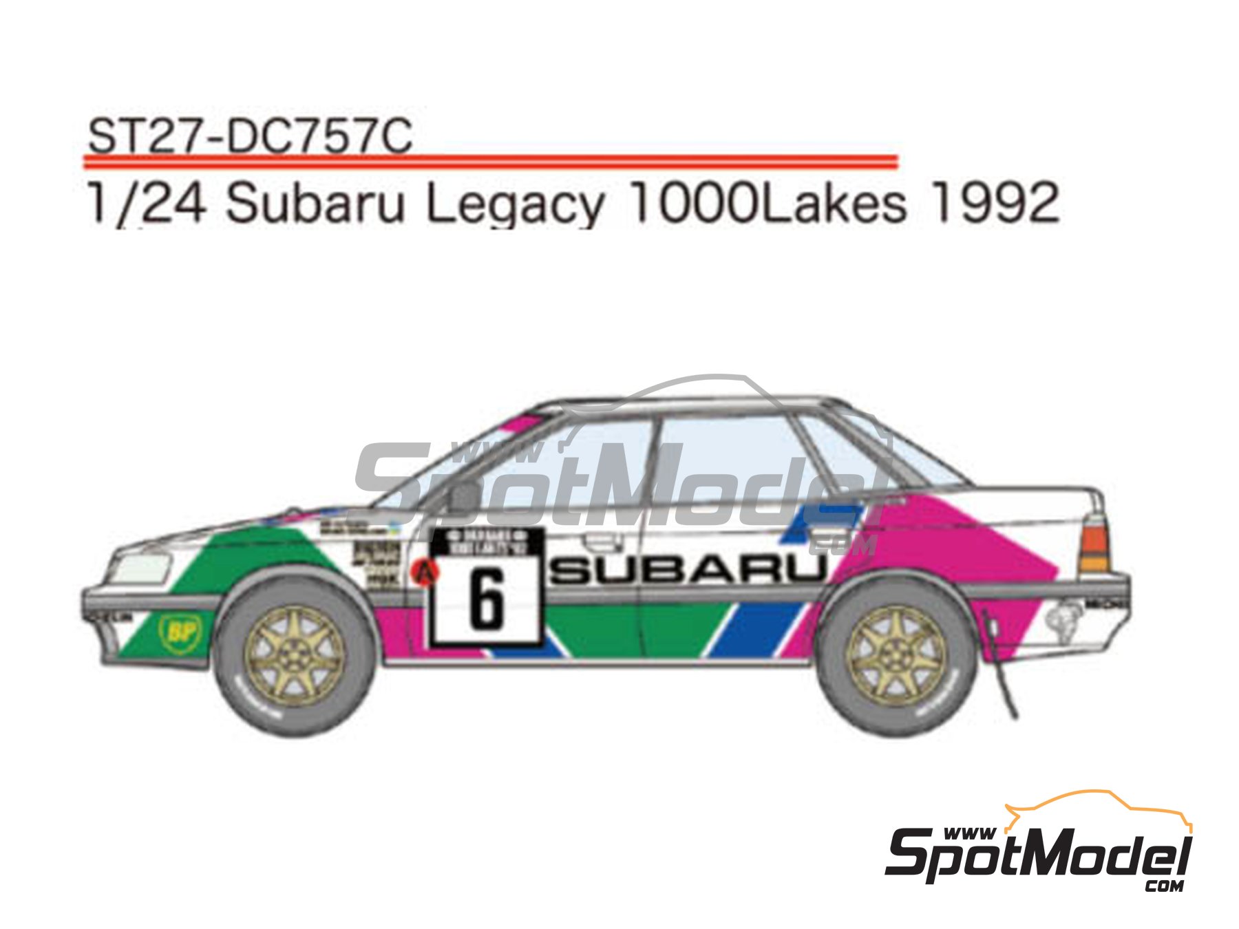 Image 1: Subaru Legacy RS Subaru Rally Europe Team sponsored by BP - 1000 Lakes Finland Rally 1992 | Marking / livery in 1/24 scale manufactured by Studio27 (ref.&nbsp;ST27-DC757C, also 4545310407577 and DC757C)
