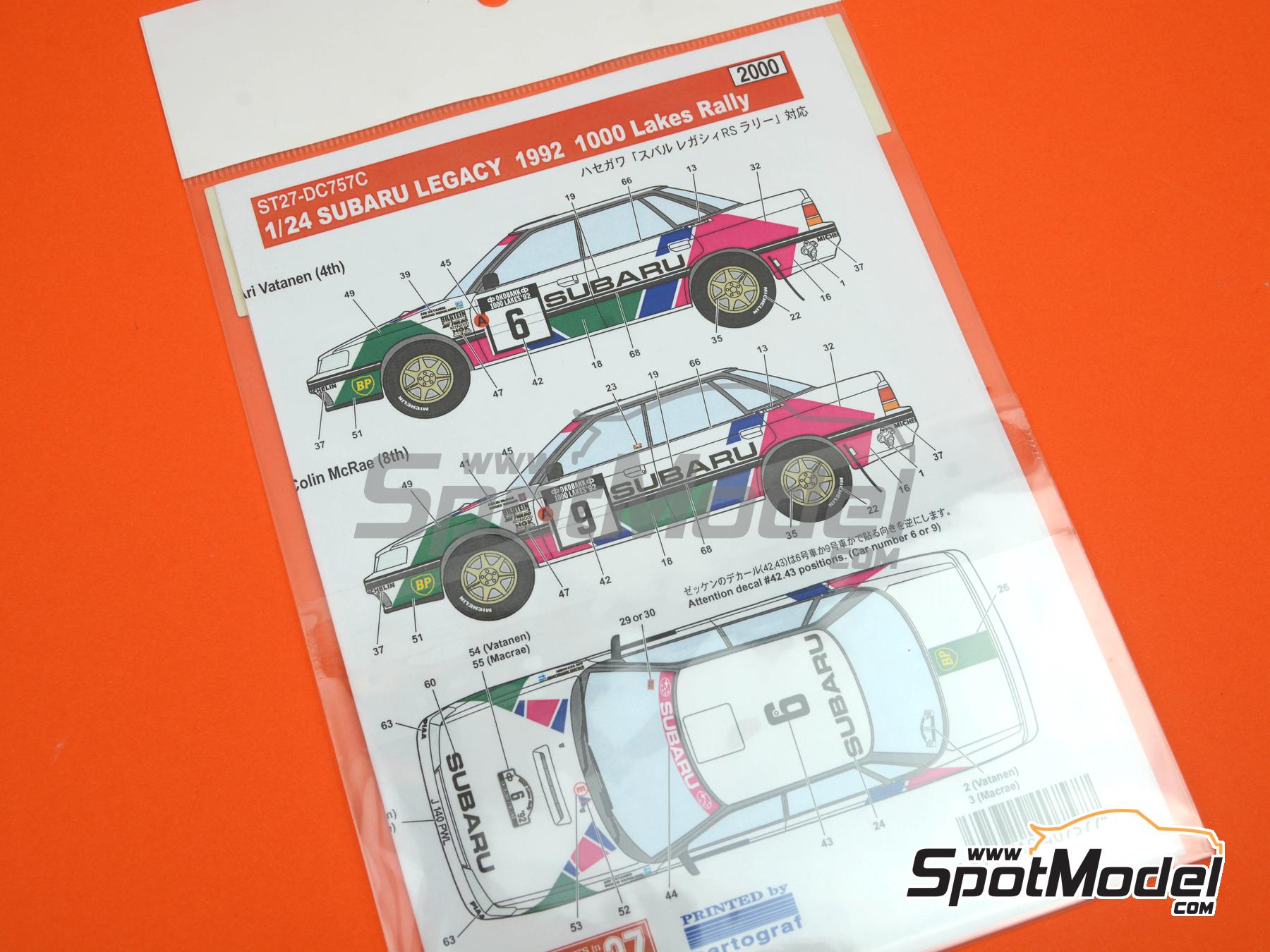 Image 6: Subaru Legacy RS Subaru Rally Europe Team sponsored by BP - 1000 Lakes Finland Rally 1992 | Marking / livery in 1/24 scale manufactured by Studio27 (ref.&nbsp;ST27-DC757C, also 4545310407577 and DC757C)