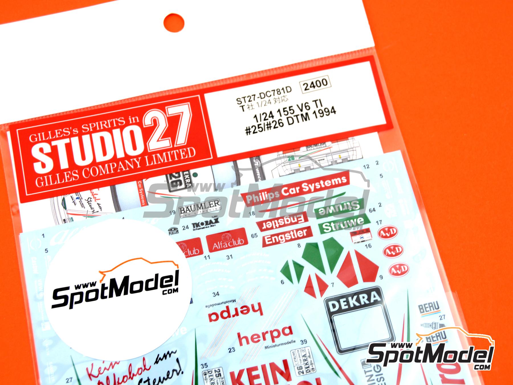 Image 1: Alfa Romeo 155 V6 TI Equipo Engstler Motorsport patrocinado por Castrol - DTM - Deutsche Tourenwagen Masters 1994 | Decoraci&oacute;n en escala&nbsp;1/24 fabricado por Studio27 (ref.&nbsp;ST27-DC781D, tambien 4545310012238 y DC781D)