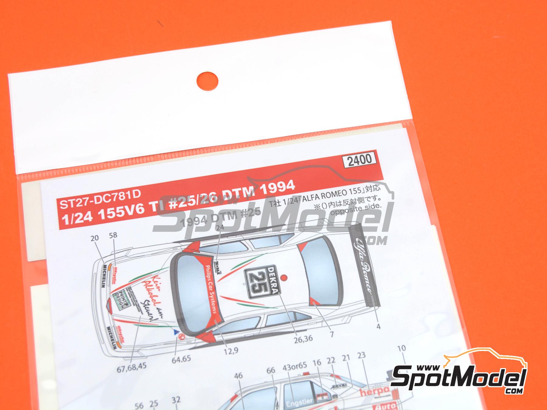 Image 5: Alfa Romeo 155 V6 TI Equipo Engstler Motorsport patrocinado por Castrol - DTM - Deutsche Tourenwagen Masters 1994 | Decoraci&oacute;n en escala&nbsp;1/24 fabricado por Studio27 (ref.&nbsp;ST27-DC781D, tambien 4545310012238 y DC781D)