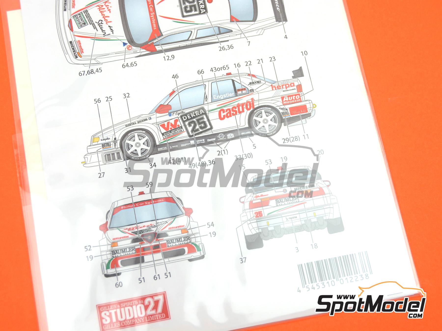 Image 6: Alfa Romeo 155 V6 TI Equipo Engstler Motorsport patrocinado por Castrol - DTM - Deutsche Tourenwagen Masters 1994 | Decoraci&oacute;n en escala&nbsp;1/24 fabricado por Studio27 (ref.&nbsp;ST27-DC781D, tambien 4545310012238 y DC781D)