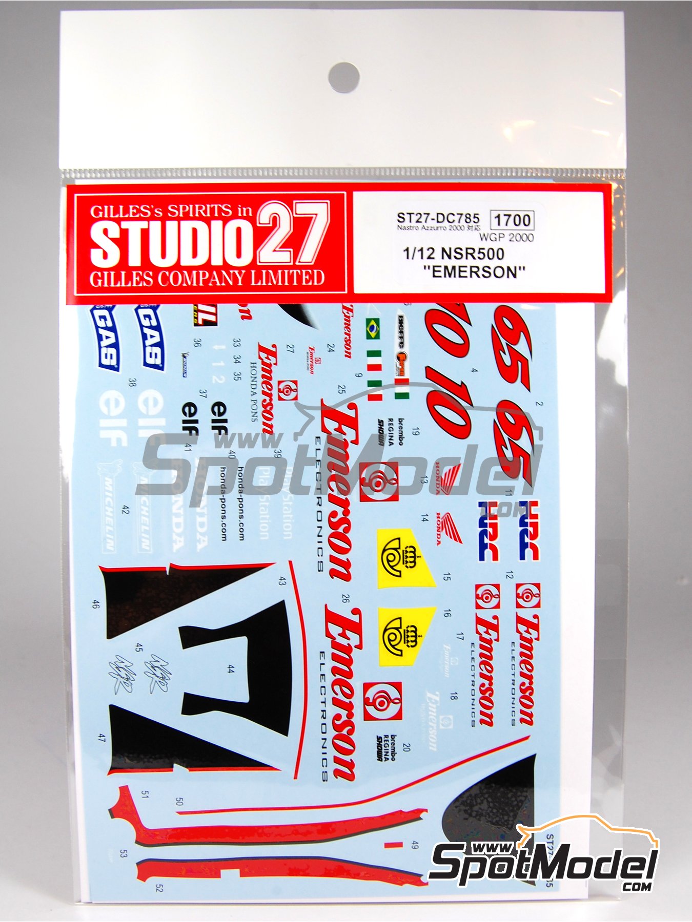 Honda NSR500 Honda Pons Team sponsored by Emerson - Motorcycle World  Championship 2000. Marking / livery in 1/12 scale manufactured by Studio27  (ref.