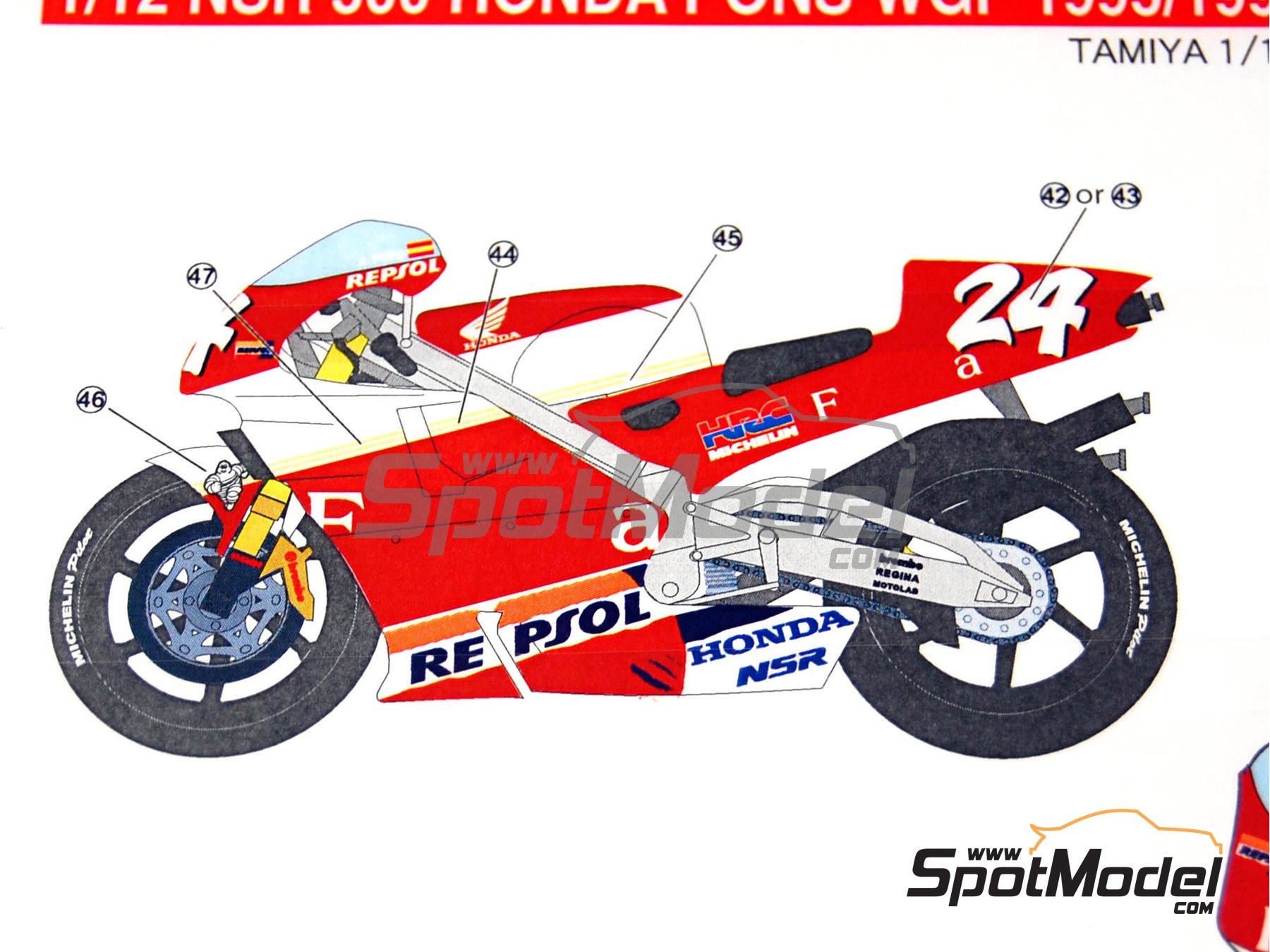 Honda NSR500 sponsored by Repsol Fortuna - Motorcycle World Championship  1995 and 1996. Marking / livery in 1/12 scale manufactured by Studio27 (ref.