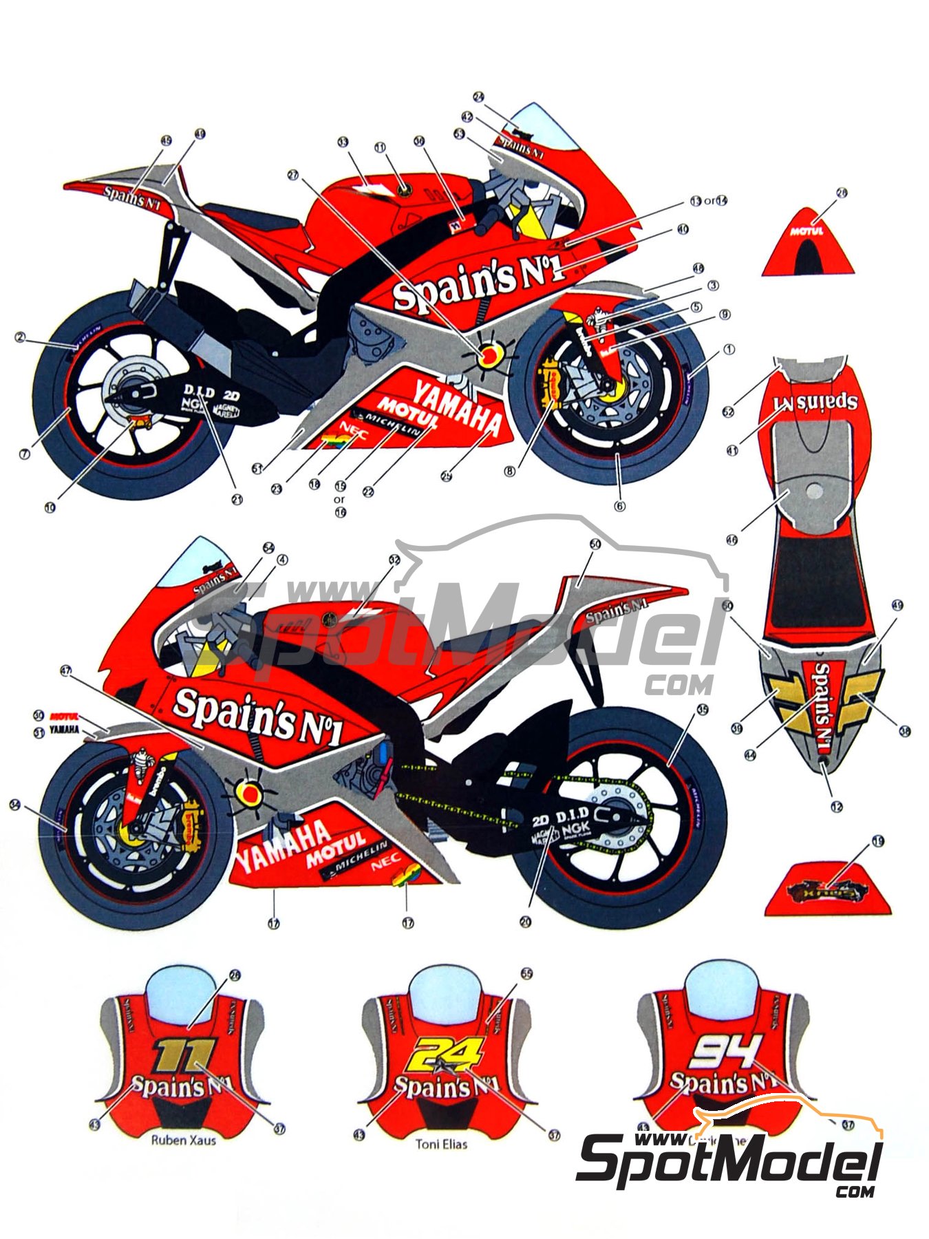 Details about   STUDIO27 1/12 YZR M1 Tech3 #7/77 2006 for TAMIYA DC839 Decal 