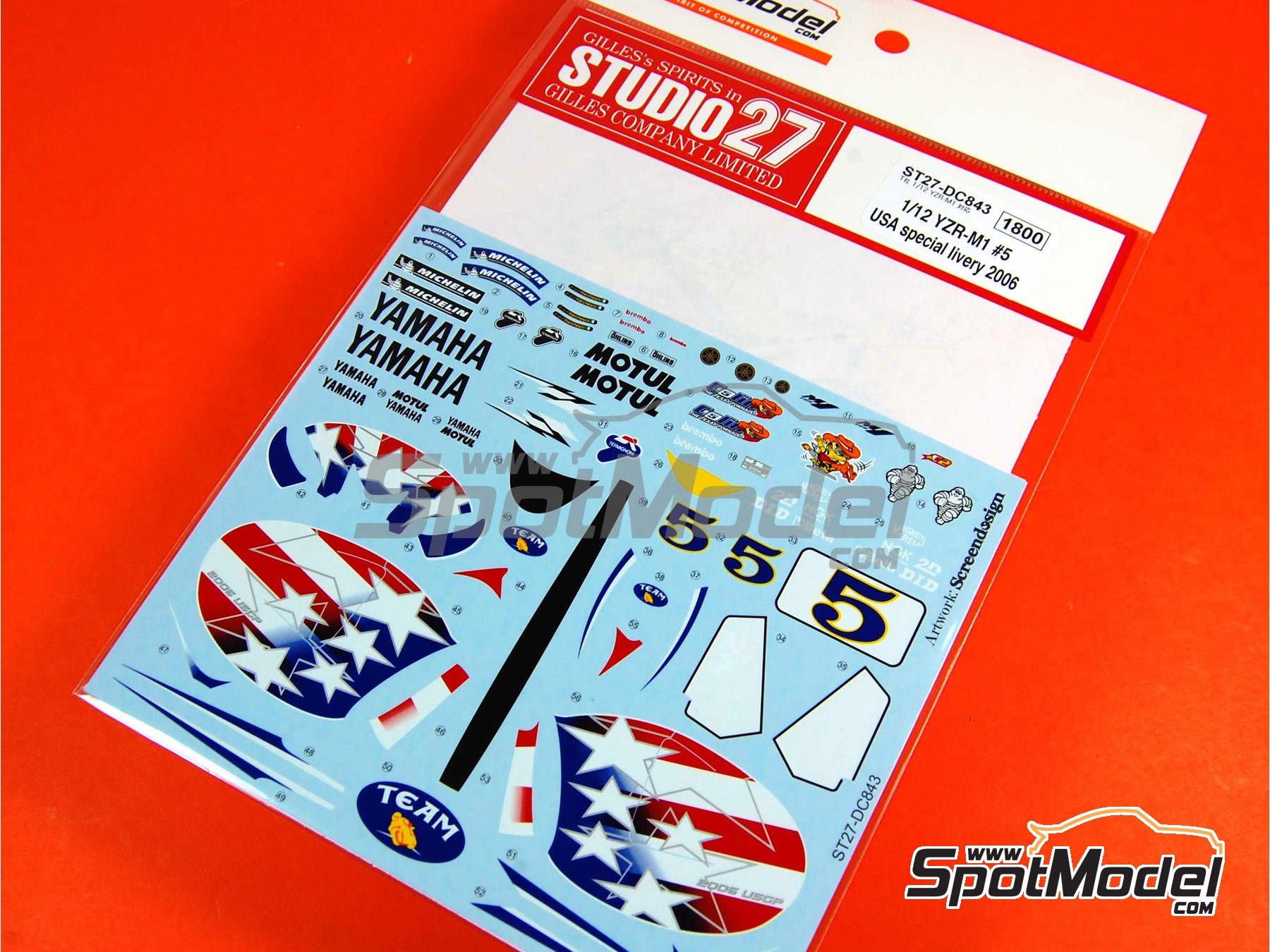 Image 1: Yamaha YZR-M1 Equipo Yamaha Tech3 patrocinado por Spain - Campeonato del Mundo de Motociclismo 2005 | Decoraci&oacute;n en escala&nbsp;1/12 fabricado por Studio27 (ref.&nbsp;ST27-DC844, tambien 4545310408444 y DC844)