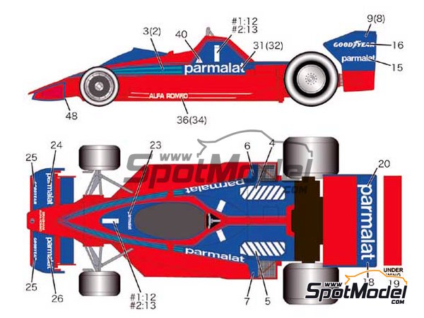 Image 1: Brabham BT46 Equipo Brabham Racing Organisation patrocinado por Parmalat - Campeonato del Mundo FIA de Formula 1 1978 | Decoraci&oacute;n en escala&nbsp;1/20 fabricado por Studio27 (ref.&nbsp;ST27-DC846, tambien 4545310408468 y DC846)