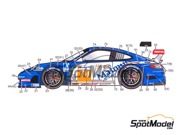 Image 3: Porsche 911 GT3RSR Larbre Competition Team sponsored by Matmut - 24 Hours Le Mans 2011 | Marking / livery in 1/24 scale manufactured by Studio27 (ref.&nbsp;ST27-DC896, also 4545310001201 and DC896)