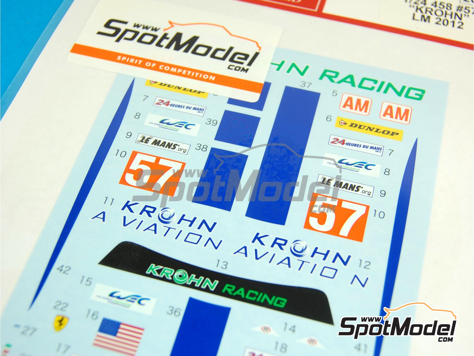 Image 3: Ferrari 458 Equipo Krohn Racing patrocinado por Krohn Aviation - 24 Horas de Le Mans 2012 | Decoraci&oacute;n en escala&nbsp;1/24 fabricado por Studio27 (ref.&nbsp;ST27-DC949, tambien 4545310003823 y DC949)