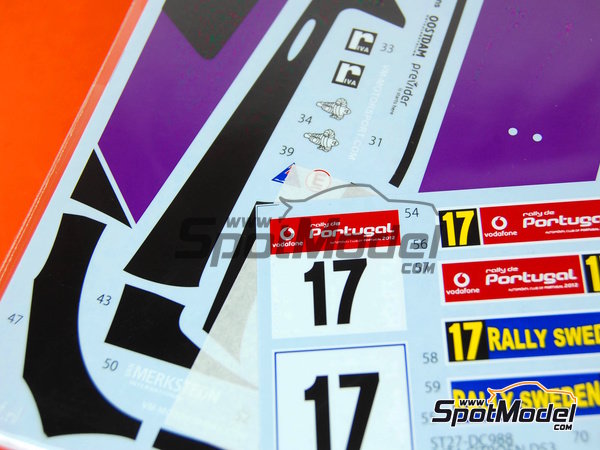 Image 4: Citroen DS3 WRC Equipo Van Merksteijn Motorsport patrocinado por Riva - Rally de Suecia, Vodafone Rally de Portugal 2012 | Decoraci&oacute;n en escala&nbsp;1/24 fabricado por Studio27 (ref.&nbsp;ST27-DC988, tambien 4545310005636 y DC988)