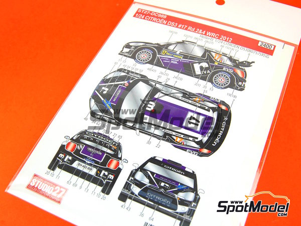 Image 7: Citroen DS3 WRC Equipo Van Merksteijn Motorsport patrocinado por Riva - Rally de Suecia, Vodafone Rally de Portugal 2012 | Decoraci&oacute;n en escala&nbsp;1/24 fabricado por Studio27 (ref.&nbsp;ST27-DC988, tambien 4545310005636 y DC988)