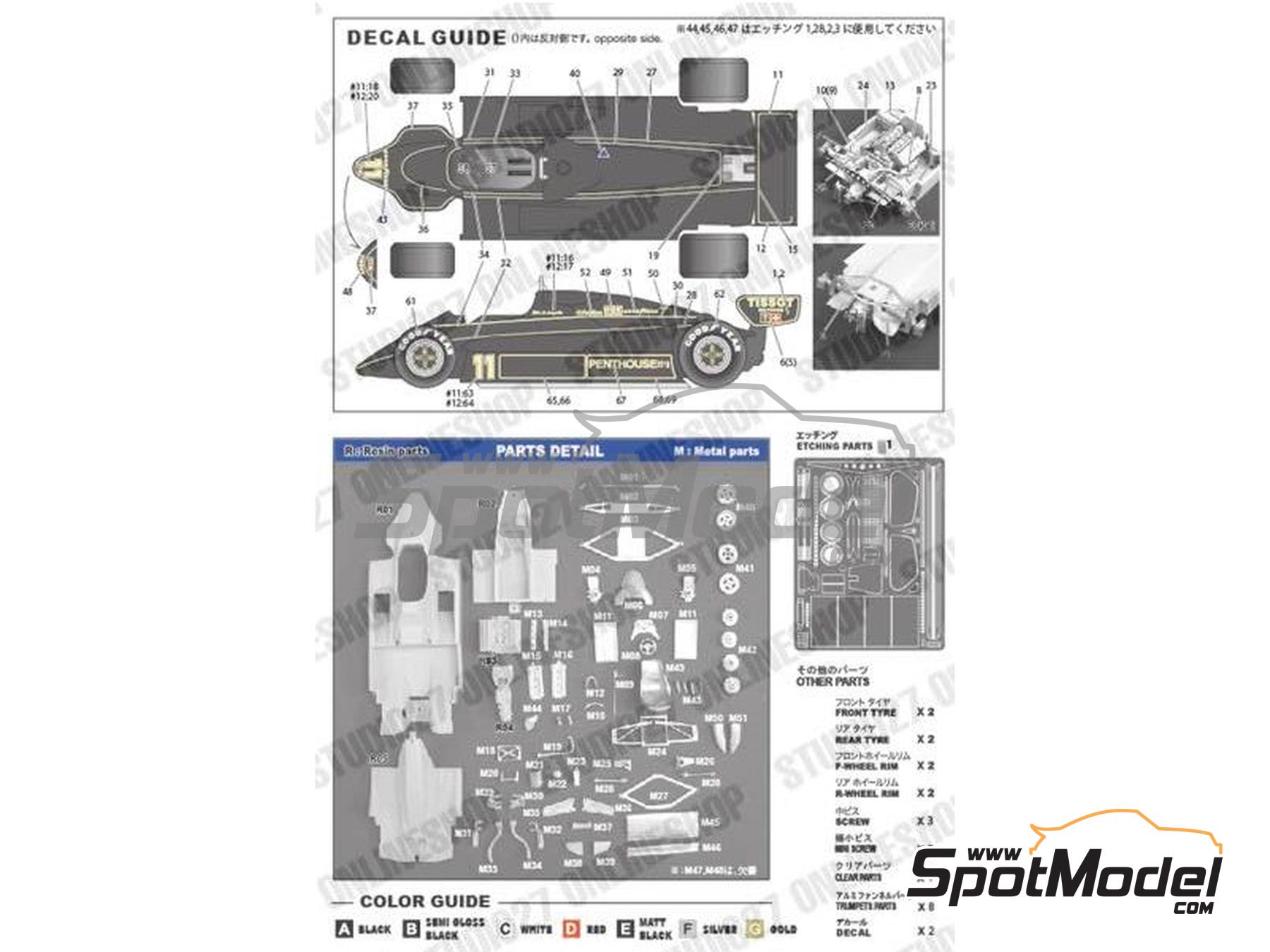 Image 2: Lotus Ford 91 John Player Lotus Team - Austrian Formula 1 Grand Prix 1982 | Car scale model kit in 1/20 scale manufactured by Studio27 (ref.&nbsp;ST27-FK20272, also 4545310202721 and FK20272)
