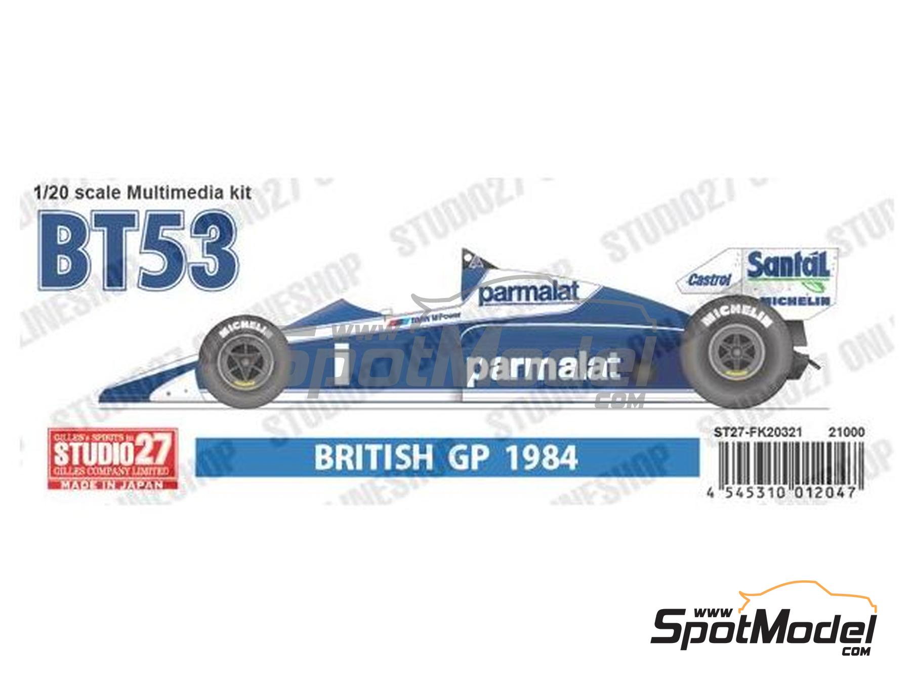 Image 1: Brabham BMW BT53 sponsored by Parmalat - British Formula 1 Grand Prix 1984 | Car scale model kit in 1/20 scale manufactured by Studio27 (ref. ST27-FK20321, also 4545310012047 and FK20321)