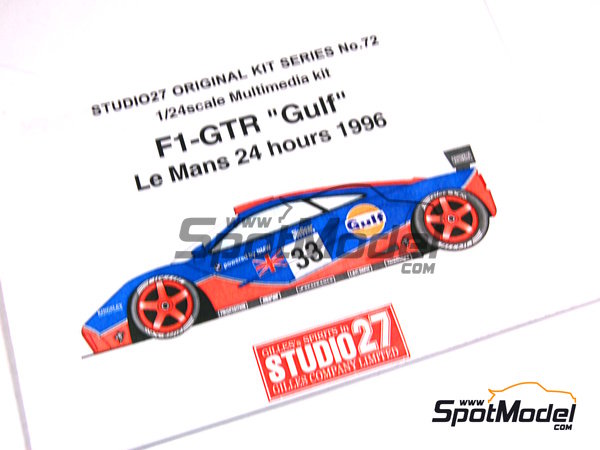 McLaren F1 GTR sponsored by Gulf - 24 Hours Le Mans 1996. Car scale model  kit in 1/24 scale manufactured by Studio27 (ref. ST27-FK2472, also 454531032