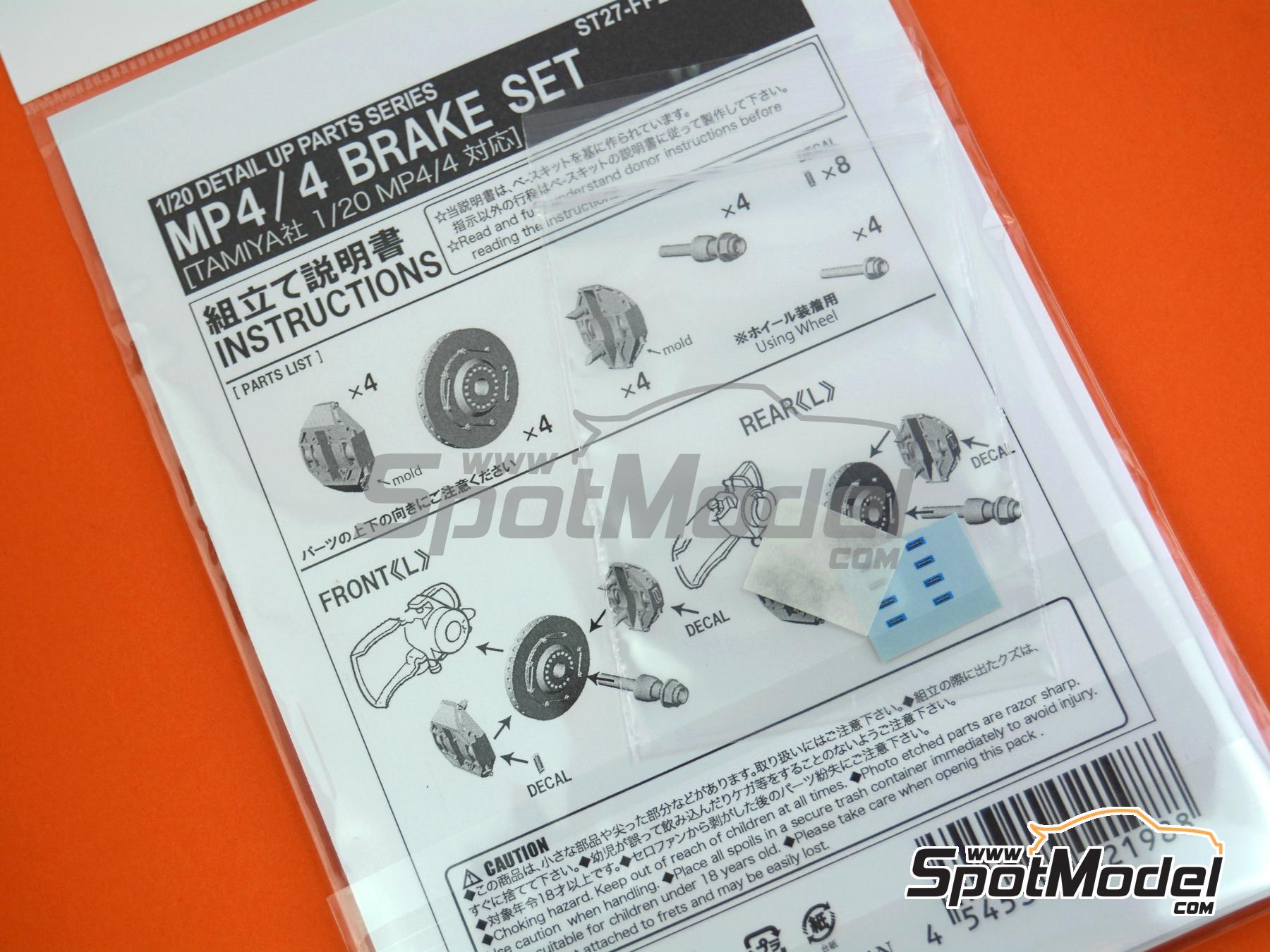 Image 3: McLaren Honda MP4/4 | Brakes in 1/20 scale manufactured by Studio27 (ref.&nbsp;ST27-FP20184, also 4545310021988 and FP20184)