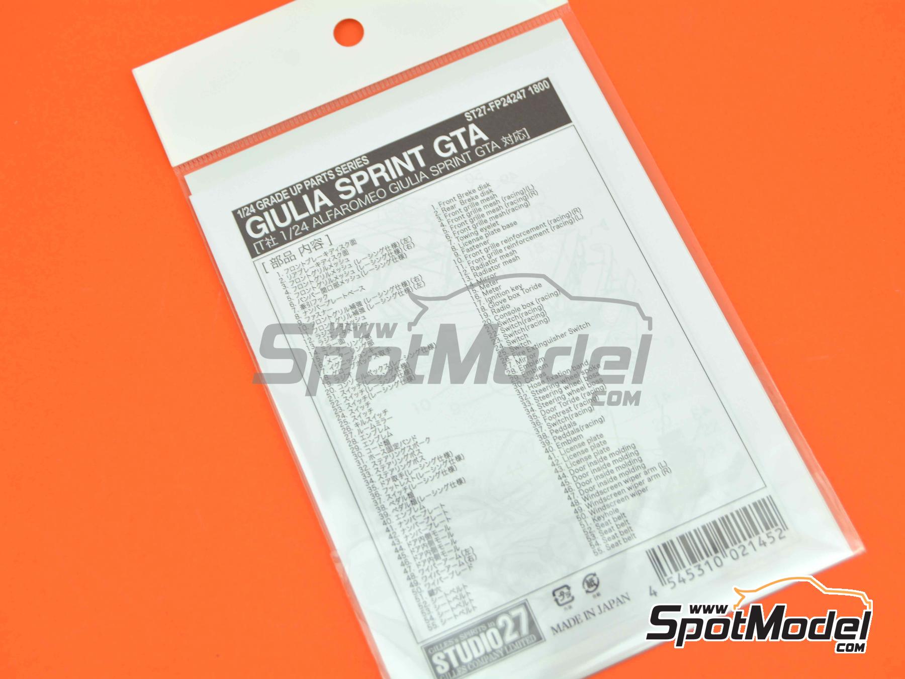 Image 4: Alfa Romeo Giulia Sprint GTA | Detail up set in 1/24 scale manufactured by Studio27 (ref.&nbsp;ST27-FP24247, also 4545310021452 and FP24247)