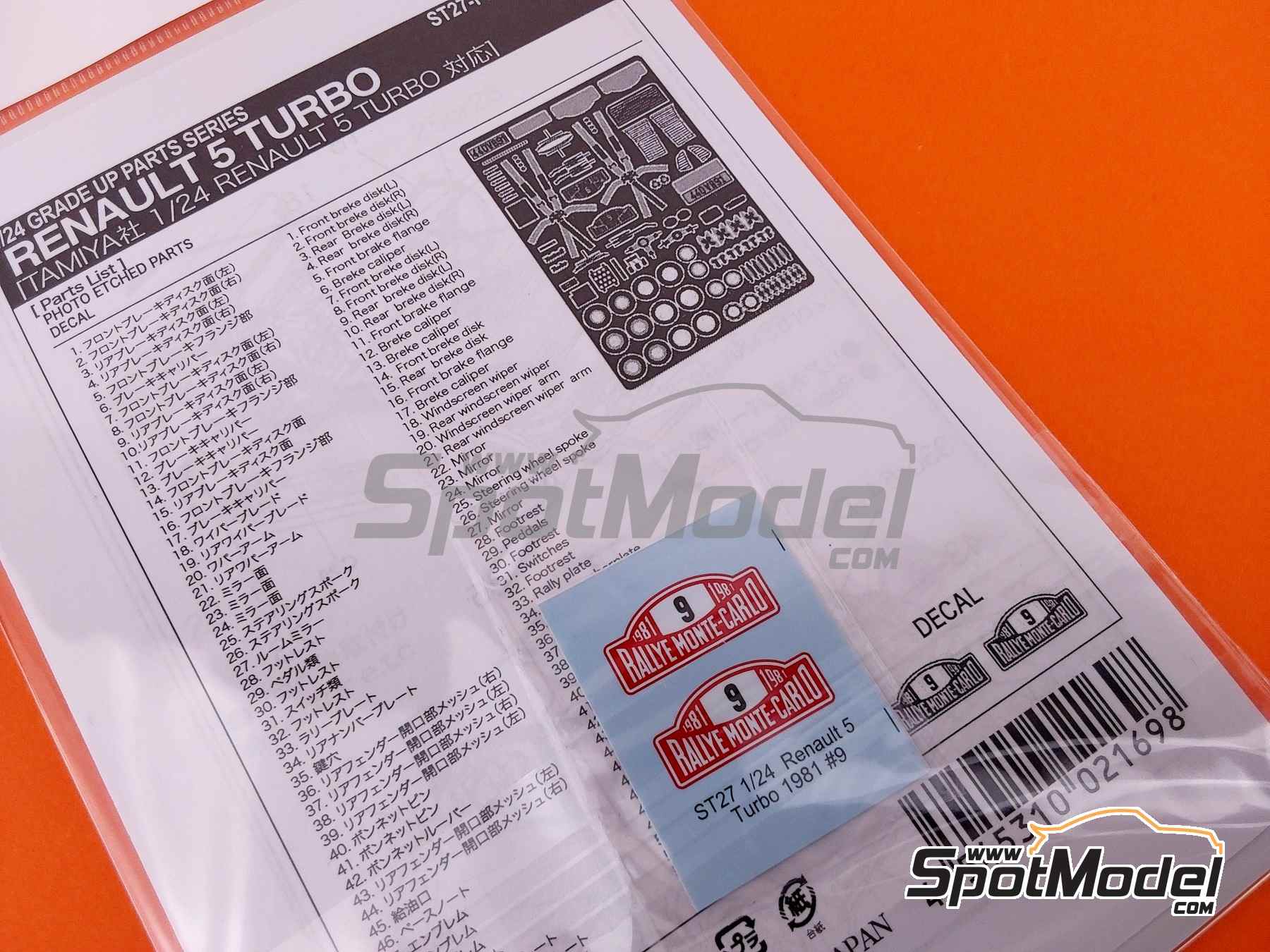 Image 4: Renault 5 Turbo | Detail up set in 1/24 scale manufactured by Studio27 (ref.&nbsp;ST27-FP24256, also 4545310021698 and FP24256)